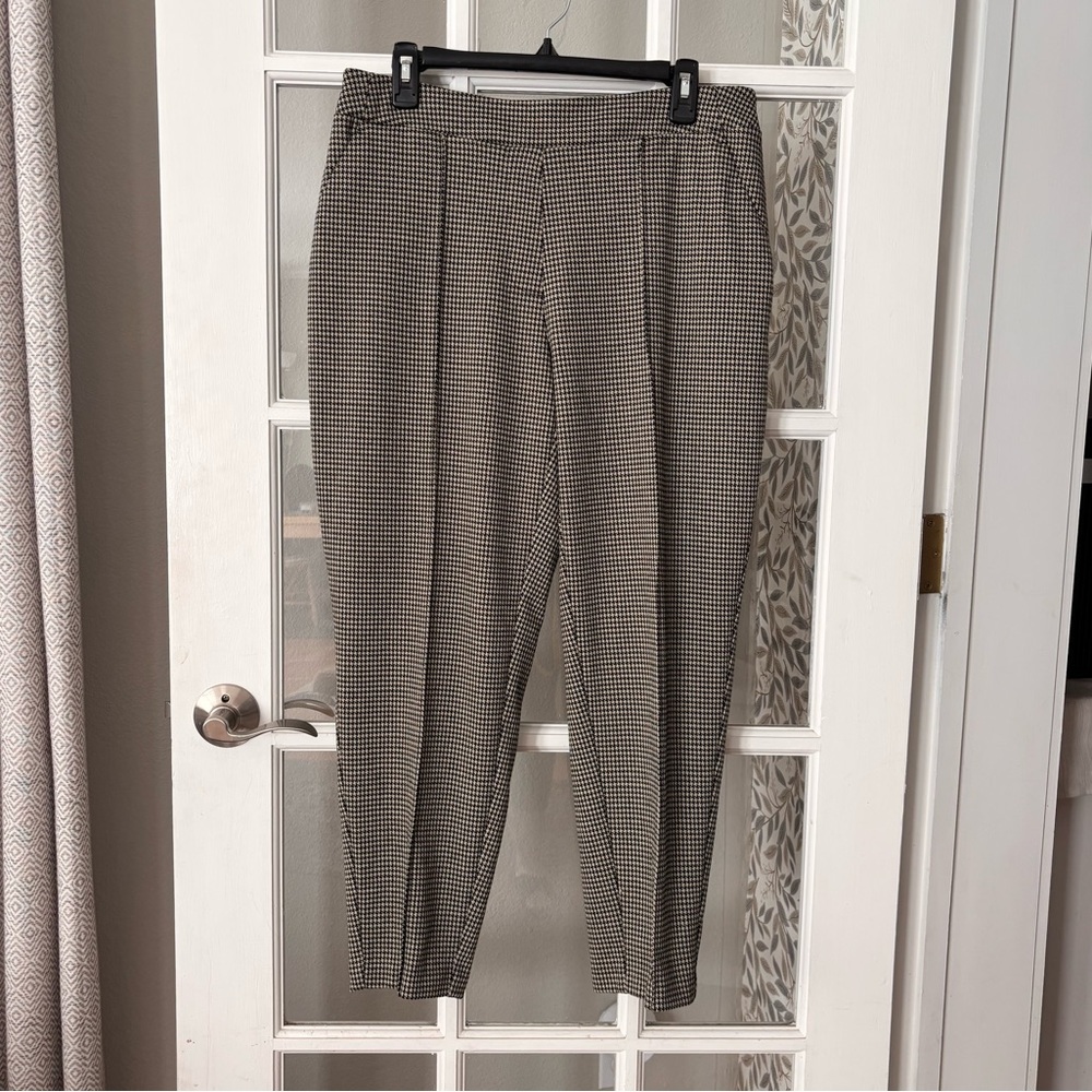 NINE WEST Houndstooth Curvy Relaxed Cropped Pull On Pants Sz L